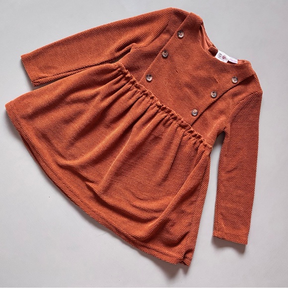 Zara Other - ZARA Baby Ruffle Pleated A-Line Double Layered Waffle Knit Long Sleeve Dress